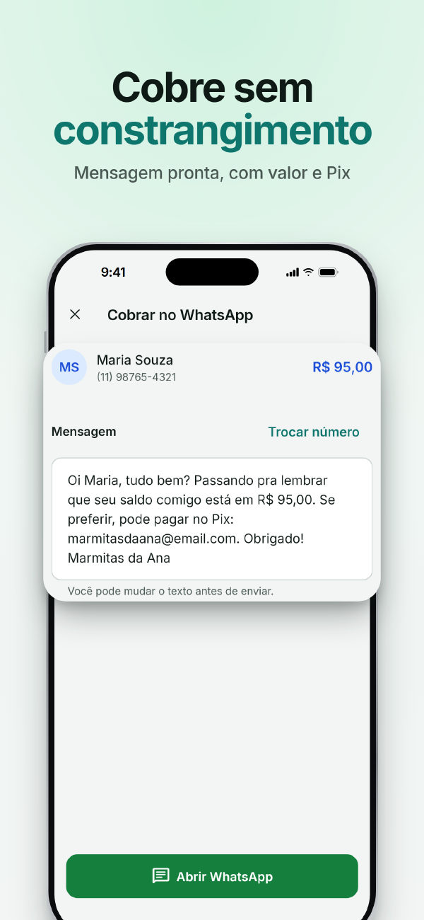 Cobre sem constrangimento: mensagem pronta com valor e Pix